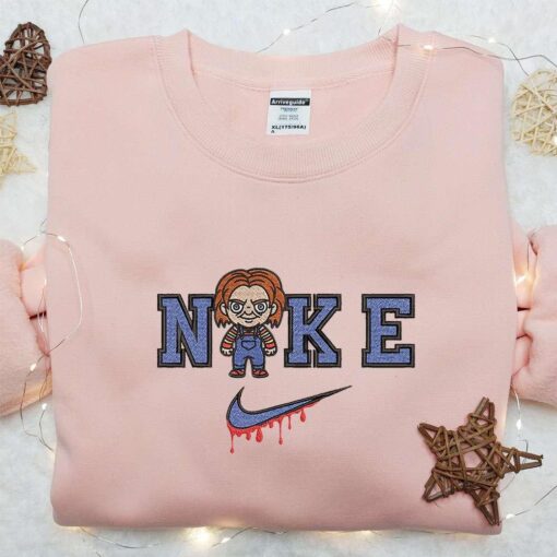 Nike x Chucky Embroidered Hoodie Nike Inspired Embroidered Shirt Best Halloween Gift Ideas