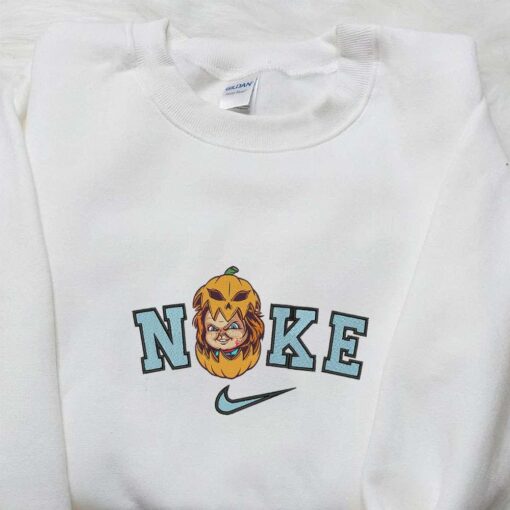 Nike x Chucky Inside Pumpkin Embroidered Shirt Childs Play Horror Movies Killer Embroidered Shirt Custom Nike Embroidered Shirt