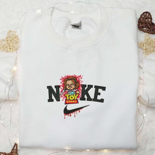 Nike x Chucky Toy Story Buddy Embroidered Shirt Horror Movie Characters Embroidered Sweatshirt Nike Inspired Embroidered Hoodie 5