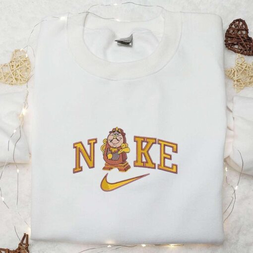 Nike x Cogsworth Embroidered Shirt Disney Beauty And The Beast Embroidered Hoodie Best Gift Ideas