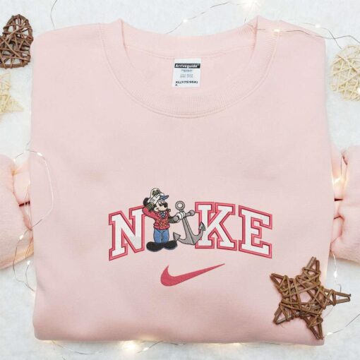 Nike x Cruise Trip Anchor Ship Mickey Embroidered T shirt Disney Characters Embroidered Shirt Nike Inspired Embroidered Shirt
