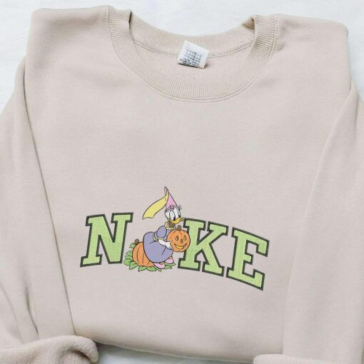 Nike x Daisy Duck Pumpkin Embroidered Sweatshirt Walt Disney Characters Embroidered Shirt Best Halloween Gifts Ideas for Family