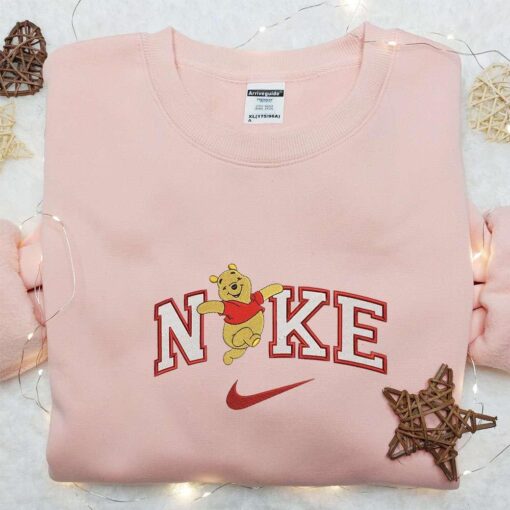 Nike x Disney Winnie Pooh Embroidered Sweatshirt Cartoon Embroidered Hoodie Nike Inspired Embroiderd T shirt