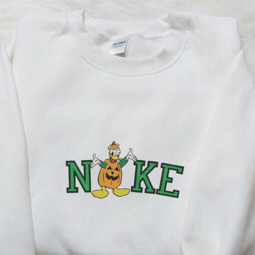 Nike x Donal Pumpkin Halloween Embroidered Shirt Custom Nike Embroidered Shirt Best Gifts for Family