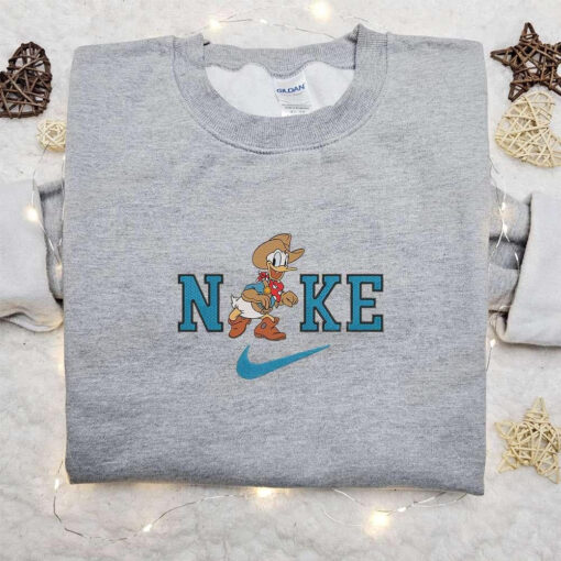 Nike x Donald Duck Cowboy Embroidered Sweatshirt Walt Disney Characters Embroidered Shirt Best Halloween Gift Ideas