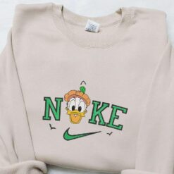 Nike x Donald Duck Pumpkin Head Embroidered Sweatshirt Walt Disney Characters Embroidered Shirt Best Halloween Gift Ideas