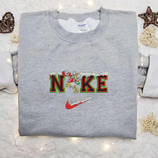Nike x Donald Xmas Embroidered Sweatshirt Disney Characters Embroidered T shirt Nike Inspired Embroidered Sweatshirt