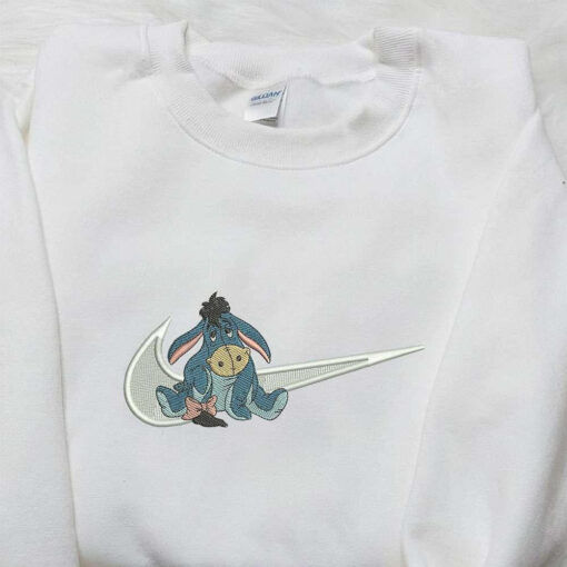 Nike x Eeyore Swoosh Embroidered Shirt Winnie The Pooh Embroidered Shirt Custom Nike Embroidered Shir