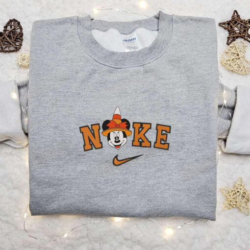 Nike x Elegant Minnie Mouse Witch Head Halloween Embroidered Sweatshirt Horror Movie Halloween Embroidered Shirt Best Halloween Gift Ideas