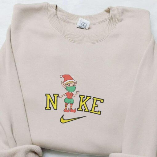 Nike x Elf Face Mask Christmas Embroidered Sweatshirt Cartoon Christmas Embroidered Shirt Best Christmas Gift Ideas