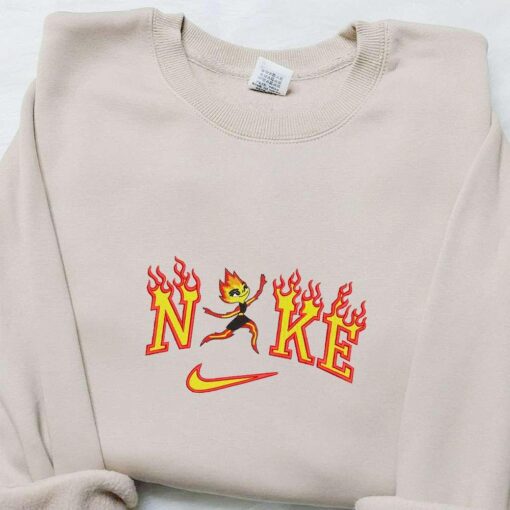 Nike x Ember Lumen Embroidered T shirt Elemental Disney Embroidered T shirt Nike Inspired Embroidered T shirt