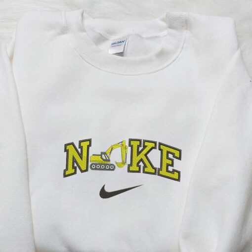 Nike x Excavator Embroidered Hoodie Custom Nike Embroidered Sweatshirt Best Gifts for Family