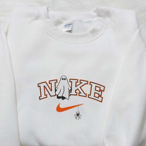 Nike x Ghost Halloween Embroidered Sweatshirt Spooky Embroidered Hoodie Nike Inspired Embroidered T shirt