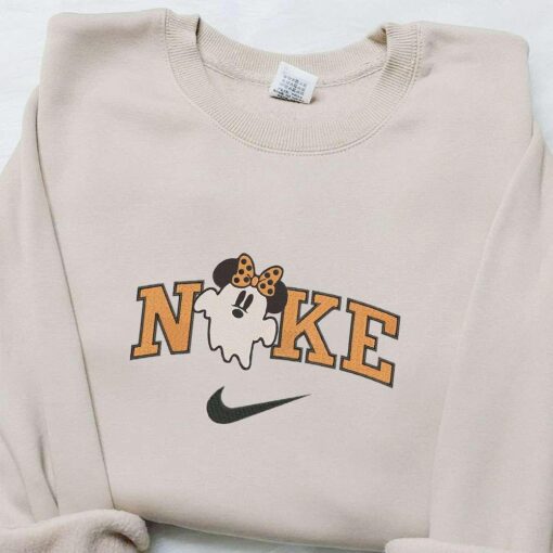 Nike x Ghost Minnie Mouse Ghost Embroidered Shirt Disney Halloween Embroiderd Shirt Nike Inspired Embroidered Shirt