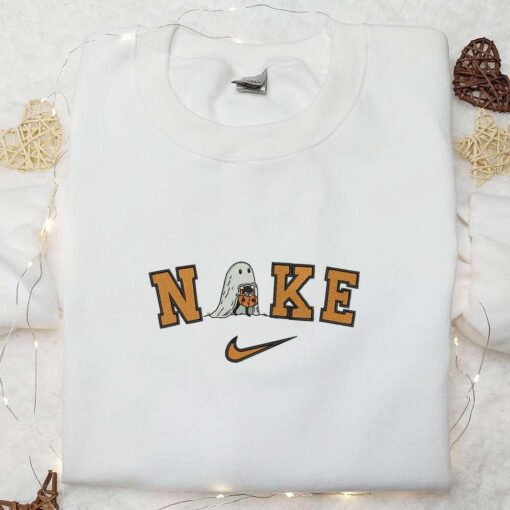 Nike x Ghost Pumpkin Halloween Embroidered Hoodie Amazing Halloween Embroidered T shirt Nike Inspired Embroidered Sweatshirt
