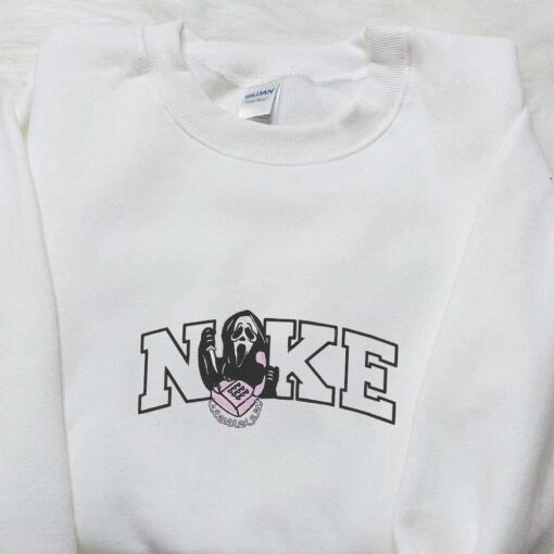 Nike x Ghostface Calling Embroidered Sweatshirt Spooky Embroidered Hoodie Best Gifts for Family