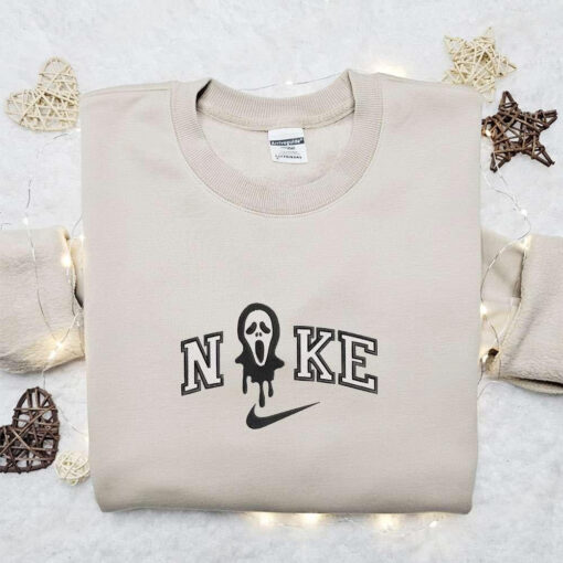 Nike x Ghostface Head Embroidered Sweatshirt Horror Movie Embroidered Shirt Best Gift Ideas For All Occasions
