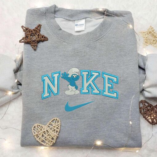Nike x Grouchy Smurf Embroidered Sweatshirt The Smurf Embroidered Shirt Nike Inspired Embroidered Shirt
