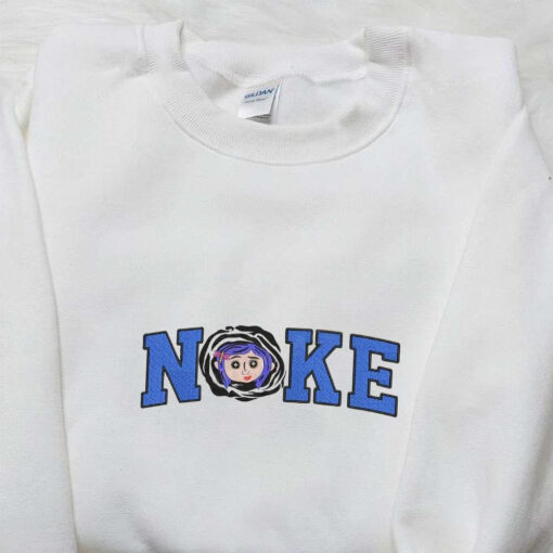 Nike x Halloween Button Eyes Girl Coraline Embroidered Shirt Nike Inspired Embroidered Shirt Best Gifts for Family