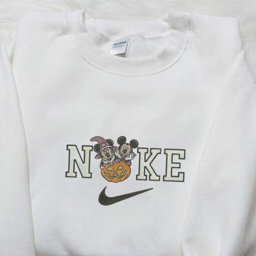 Nike x Halloween Mickey Minnie Witches Embroidered Shirt Disney Halloween Embroidered Hoodie Nike Inspired Embroidered Sweatshirt