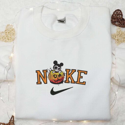 Nike x Halloween Mickey Pumpkin Embroidered Shirt Disney Halloween Embroidered Shirt Nike Inspired Embroidered Shirt