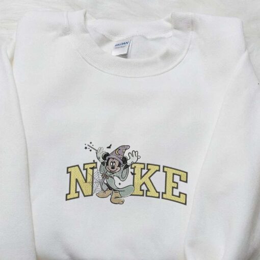 Nike x Halloween Mickey Witch Embroidered Shirt Disney Halloween Embroidered Hoodie Nike Inspired Embroidered Sweatshirt