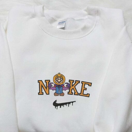 Nike x Halloween Pumpkin Mario Embroidered Shirt Game Characters Embroidered Shirt Nike Inspired Embroidered Shirt