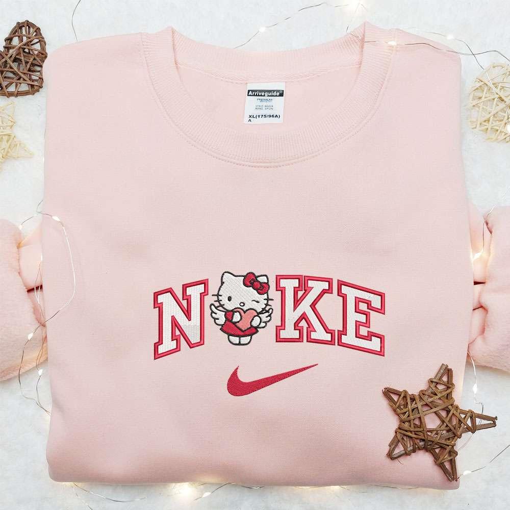 Nike x Hello Kitty Angel With Heart Embroidered Shirt Cartoon Embroidered Hoodie Best Valentines Day Gift Ideas