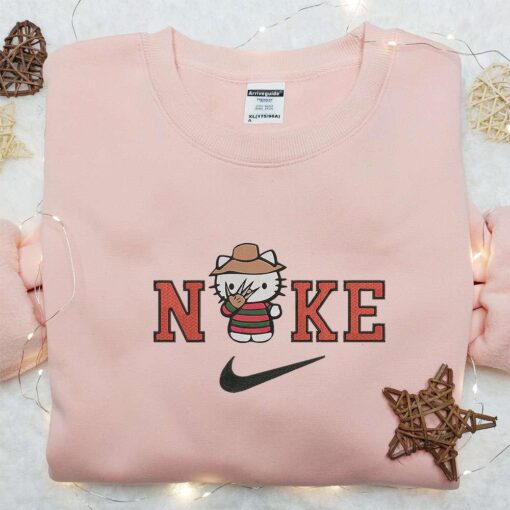 Nike x Hello Kitty Freddy Krueger Embroidered Hoodie Funny Halloween Embroidered Sweatshirt Best Gifts for Family