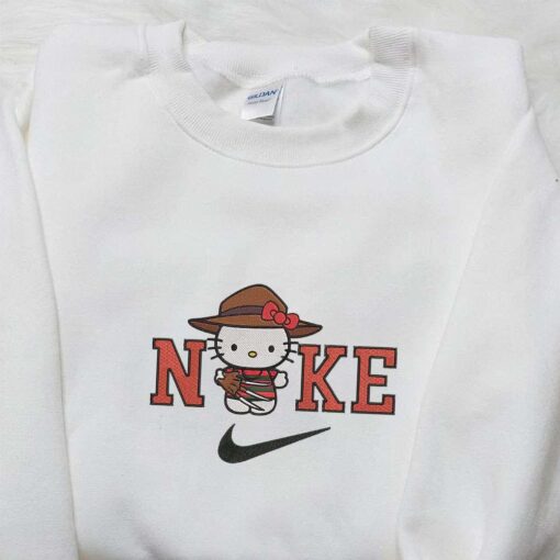 Nike x Hello Kitty Freddy Krueger Embroidered Sweatshirt Spirit Halloween Embroidered T shirt Funny Halloween Embroidered Hoodie