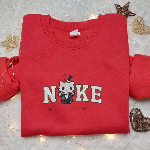 Nike x Hello Kitty Jack Skellington Embroidered Sweatshirt Funny Halloween Embroidered Hoodie Best Gifts for Family