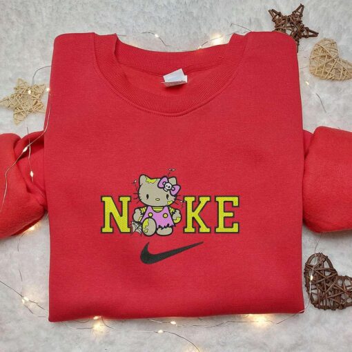 Nike x Hello Kitty Zombie Embroidered Hoodie Adorable Embroidered Shirt Nike Inspired Embroidered T shirt