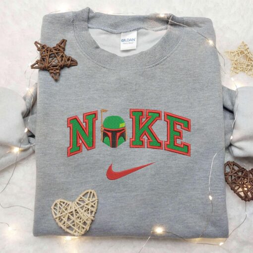 Nike x Helmet Boba Fett Embroidered Shirt Custom Nike Embroidered Shirt The Book Of Boba Fett Embroidered Shirt 1