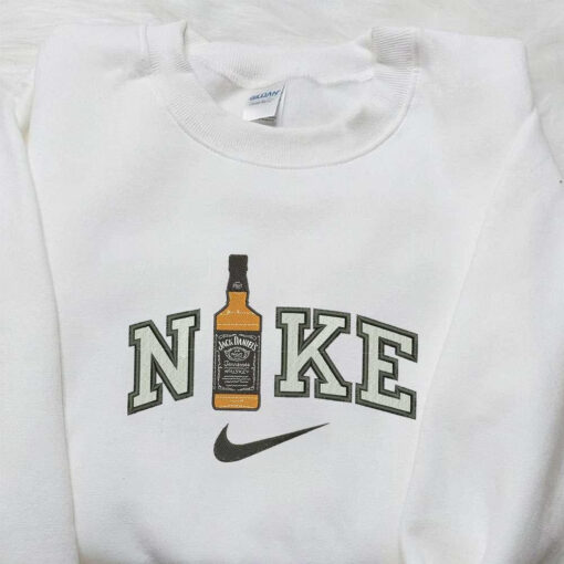 Nike x Jack Daniel Wine Bottle Embroidered Shirt Favor Drinking Embroidered Shirt Nike Embroidered Shirt