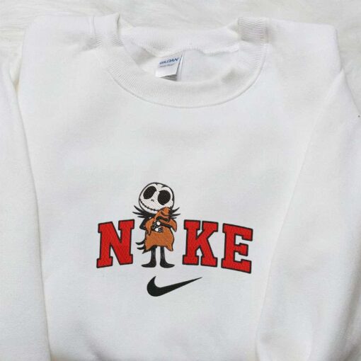 Nike x Jack Skellington Hugs Oogie Boogie Embroidered Sweatshirt The Nightmare Before Christmas Embroidered Hoodie Nike Inspired Embroidered T shirt