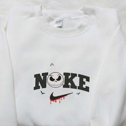 Nike x Jack Skellington Skull Embroidered Hoodie The Nightmare Before Christmas Characters Embroidered T shirt Nike Inspired Embroidered Sweatshirt