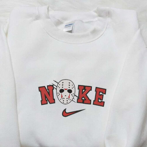 Nike x Jason Voorhees Embroidered Hoodie Horror Movie Embroidered Sweatshirt Nike Inspired Embroidered T shrirt