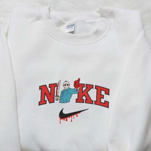 Nike x Jason Voorhees Super Like Killer Embroidered Hoodie Horror Movie Embroidered Sweatshirt Nike Inspired Embroidered T shrirt