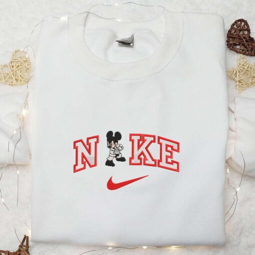 Nike x Karate Mickey Embroidered Shirt Disney Characters Embroidered Shirt Custom Nike Embroidered Shirt