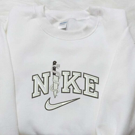 Nike x Knife and Snake Embroidered Shirt Halloween Embroidered Shirt Nike Inspired Embroidered Shirt