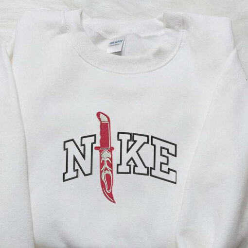 Nike x Knife Ghost Embroidered Shirt Nike Inspired Embroidered Shirt Halloween Embroidered Shirt