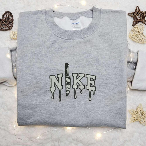 Nike x Knife Micheal Myers Embroidered Sweatshirt Horror Halloween Embroidered Shirt Best Gift Ideas