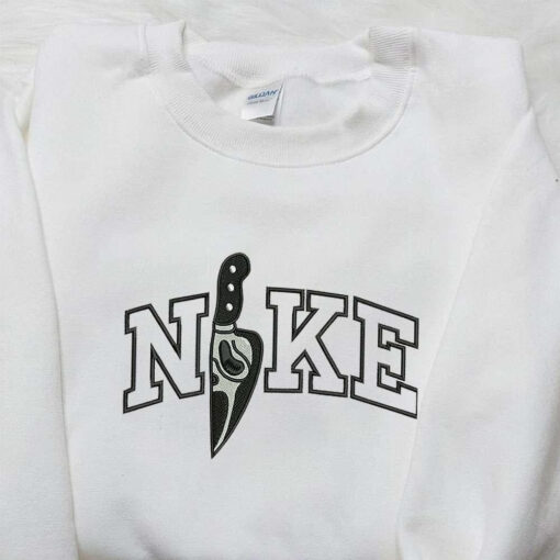 Nike x Knife Scream Embroidered Shirt Nike Inspired Embroidered Shirt Halloween Embroidered Shirt