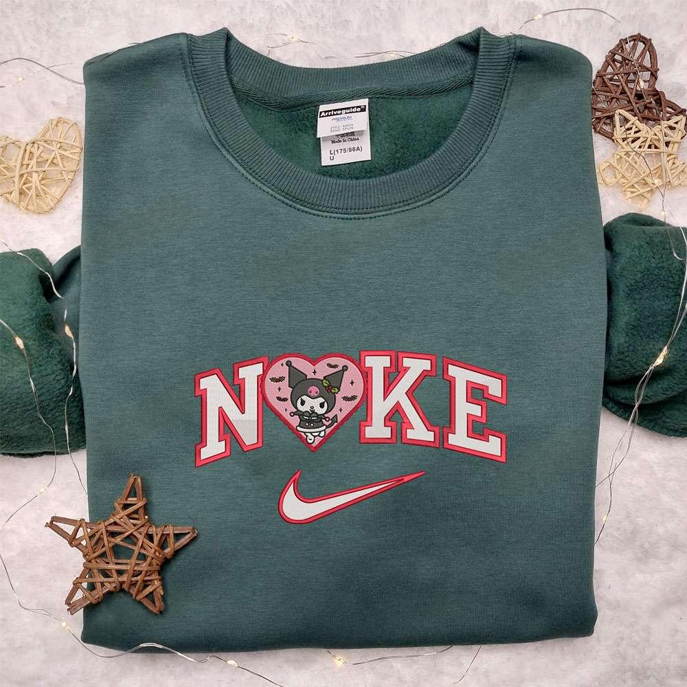 Nike x Kuromi Christmas Love Embroidered Hoodie Cartoon Embroidered Hoodie Valentine Embroidered Hoodie