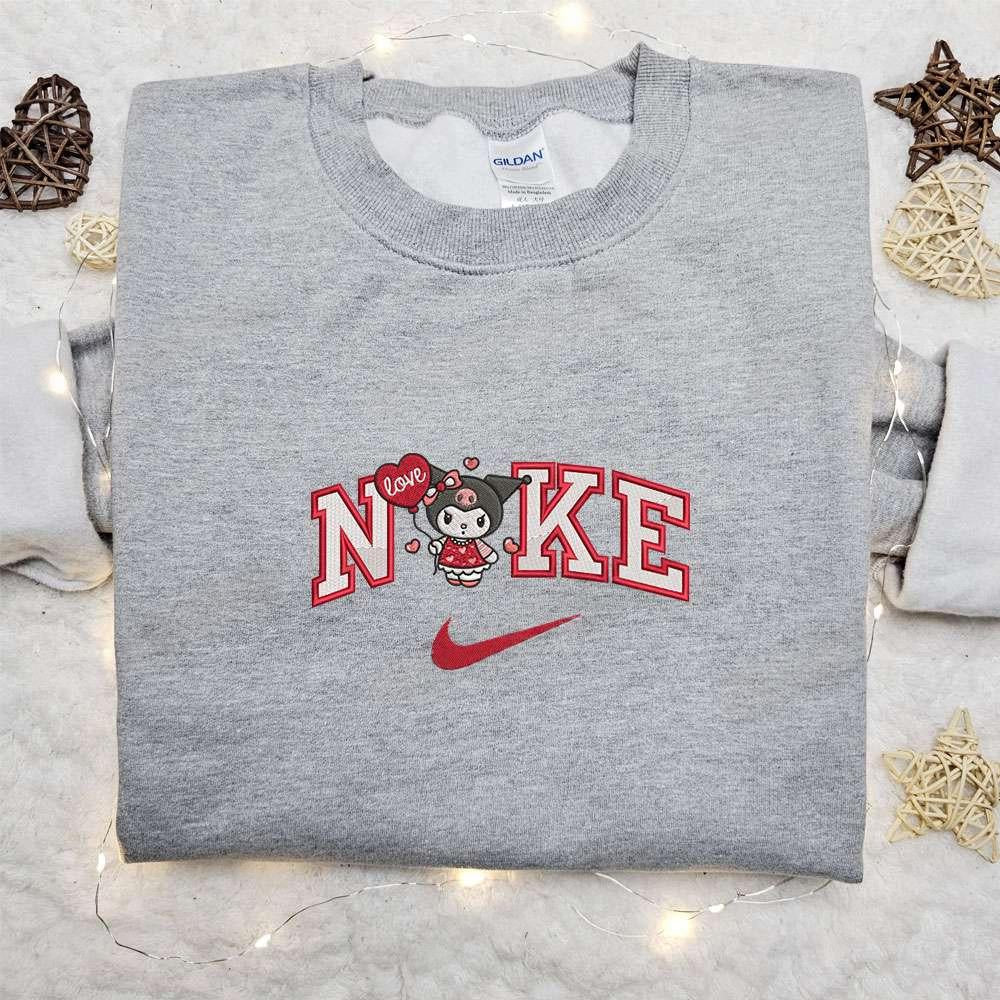 Nike x Kuromi With Heart Balloon Embroidered Shirt Cartoon Embroidered Hoodie Best Valentines Day Gift Ideas
