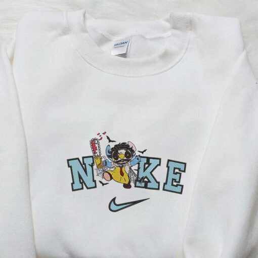 Nike x Leatherface Stitch Embroidered Sweatshirt Funny Halloween Embroidered Hoodie Nike Inspired Embroidered T shirt