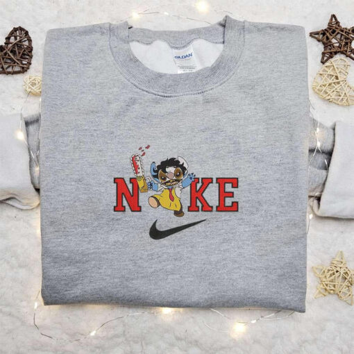 Nike x Leatherface Stitch Embroidered Sweatshirt Horror Movie Characters Embroidered Hoodie Nike Inspired Embroidered T shirt
