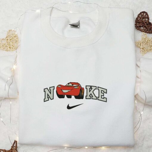 Nike x Lightning McQueen Embroidered Shirt Disney Characters Embroidered Sweatshirt Nike Inspired Embroidered Hoodie