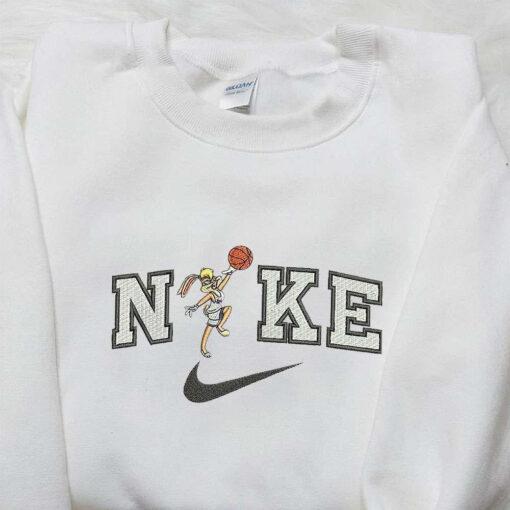Nike x Lola Bunny Playing Basketball Embroidered Shirt Cartoon Embroidered Shirt Custom Nike Embroidered Shirt
