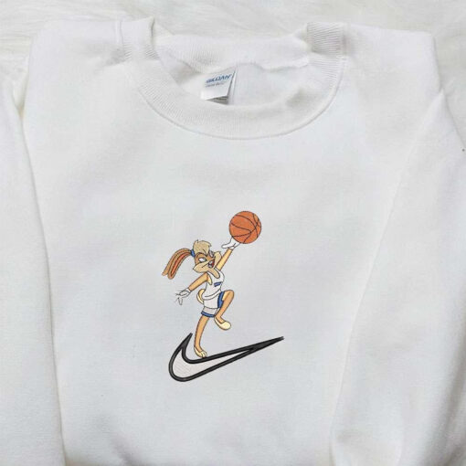 Nike x Lola Bunny Playing Basketball Embroidered Shirt Cartoon Embroidered Shirt Nike Inspired Embroidered Shirt
